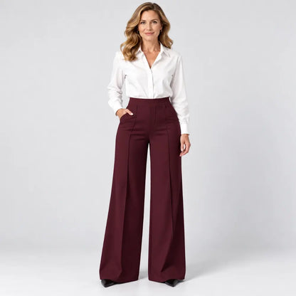 【L-5XL】Pantalones de mujer de tiro alto y pernera ancha – para otoño e invierno, corte holgado, efecto estilizador, lisos, versátiles