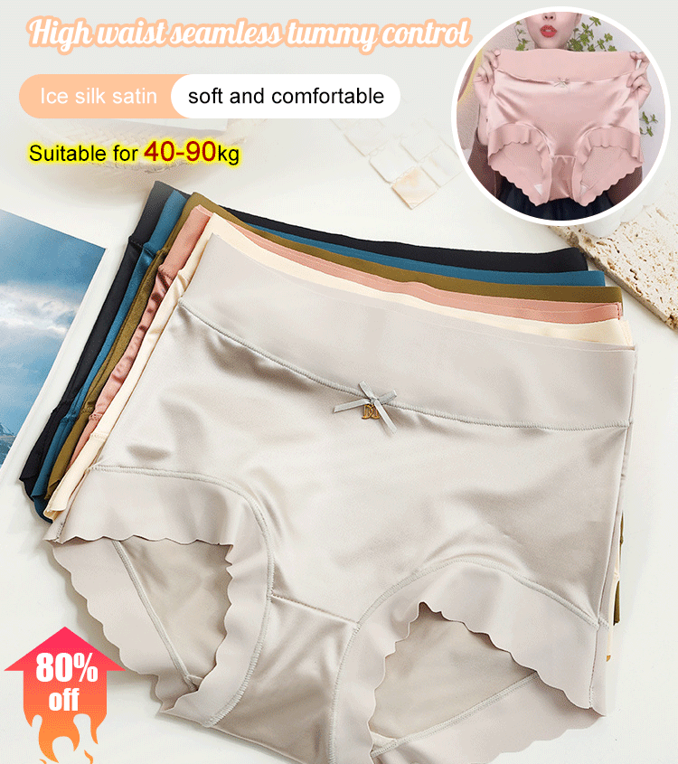 🔥 【Descuento limitado del 50%】Braguitas de mujer de cintura alta, efecto moldeador, realce de glúteos, lujosas de satén sin costuras, más vendidas