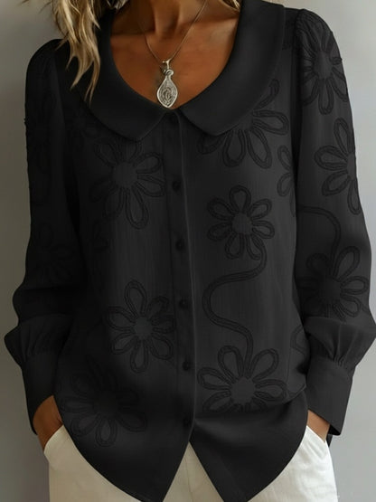 🌟【50% zľava】👚Francúzska retro vyšívaná košeľa z roku 2026 - Golier v štýle Petra Pana, módny a všestranný, priedušný a pohodlný.