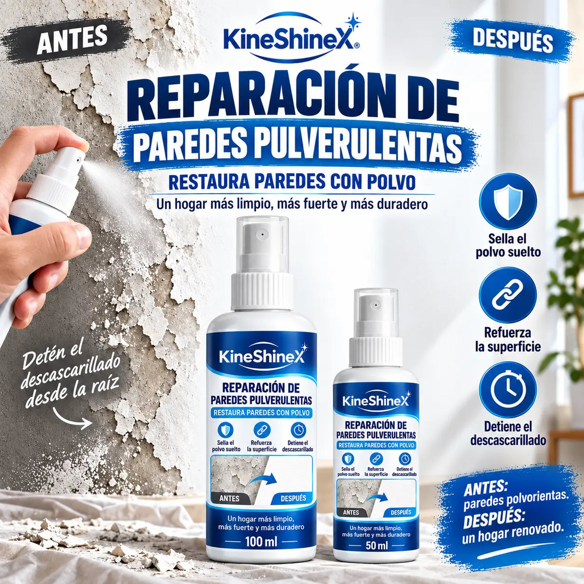🏆💥Agente líquido reparador y endurecedor de paredes: combina funciones de relleno, sellado y refuerzo en un solo producto.