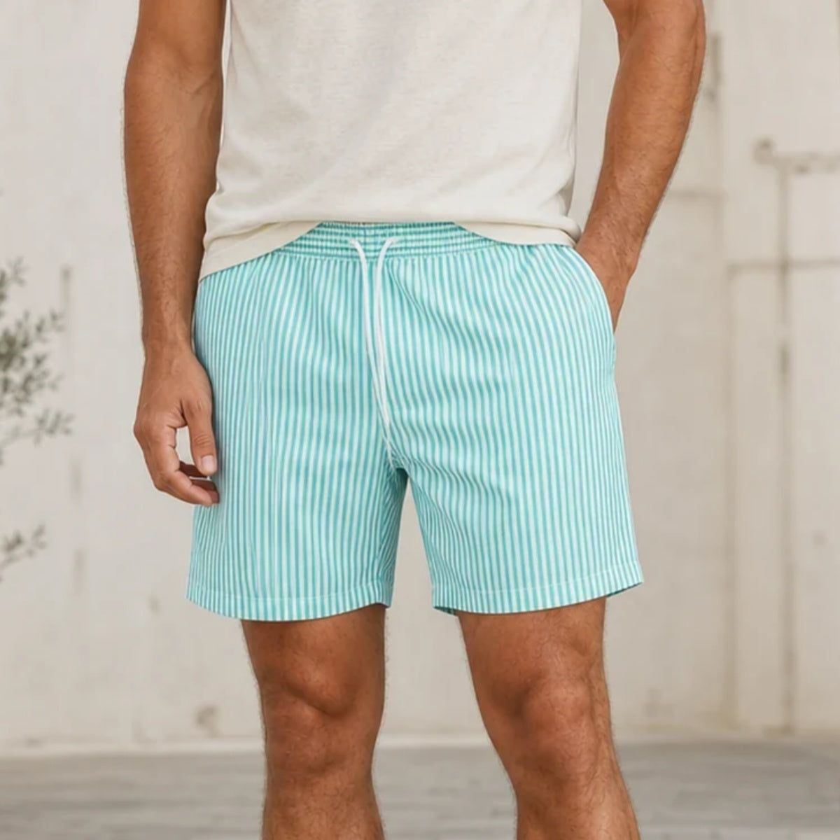 【M-5XL】Pantalón Playa Hombre Tallas Grandes 🏖️ Rayas, Estilo Casual