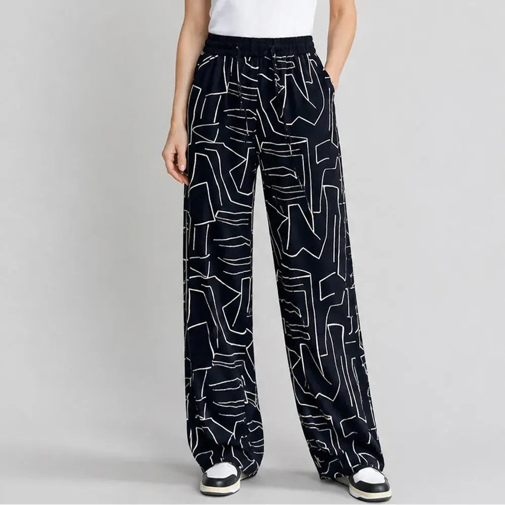 👖Pantalones de seda helada de talle alto para mujer - holgados, tallas grandes 40-100 kg - verano, pantalones ligeros con perneras anchas