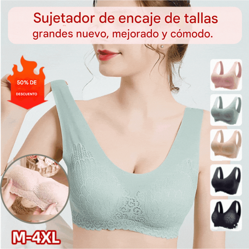 🔥👙【Conjunto de 3 piezas】🔥(40-100KG)Sujetador tailandés 4.0 de látex, cómodo, sin aros y sin costuras