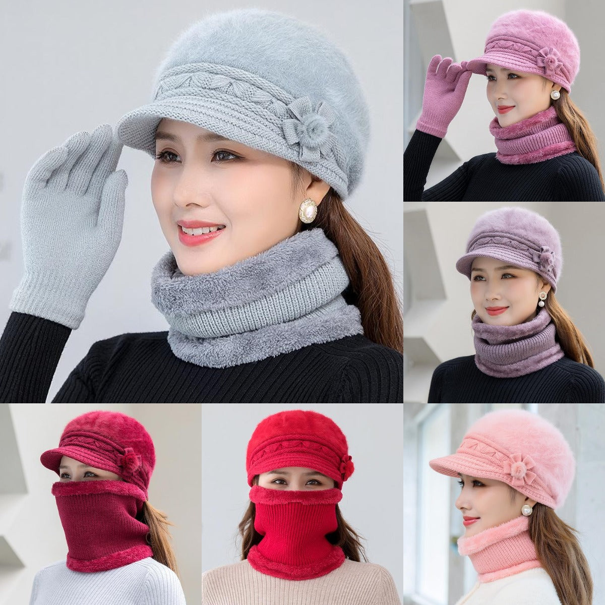 [Compra uno y llévate otro gratis] Gorro y bufanda de forro polar cálido para mujer, ideal para otoño/invierno 4147914