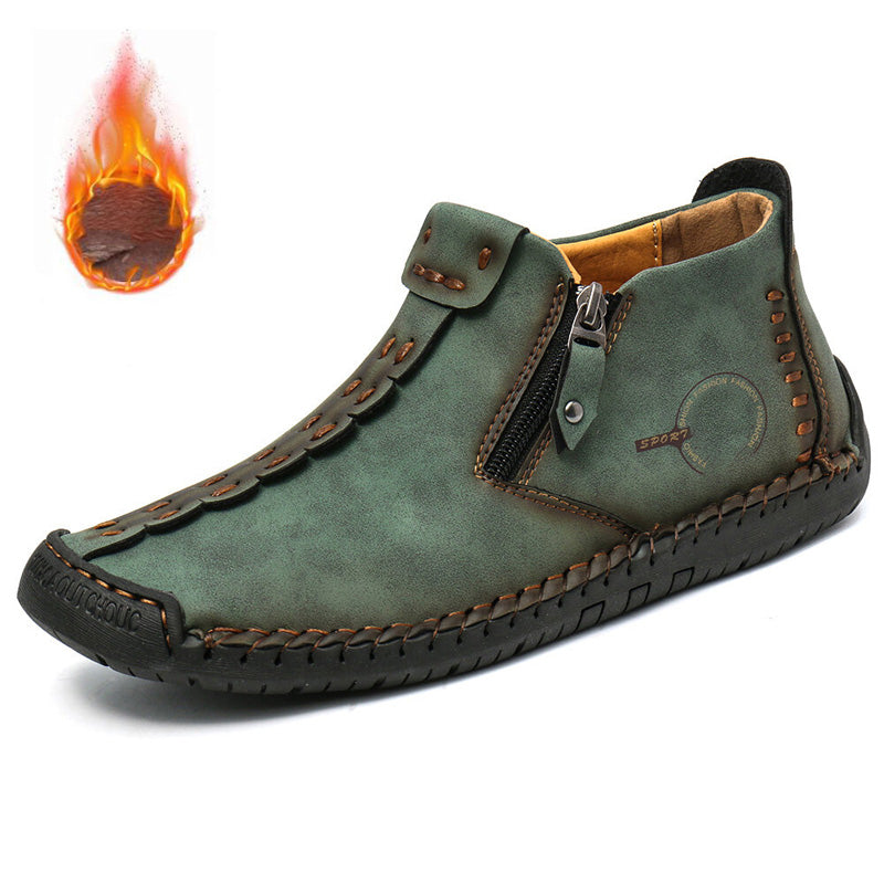 🥾Botas Martens para hombre hechas totalmente a mano con cuero genuino (tallas 38-48), con forro de felpa y cremallera – cálidas, cómodas y elegantes, ideales para el invierno.