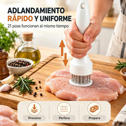Ablandador de carne de acero inoxidable con 21 agujas para bistec, barbacoa y cocina
