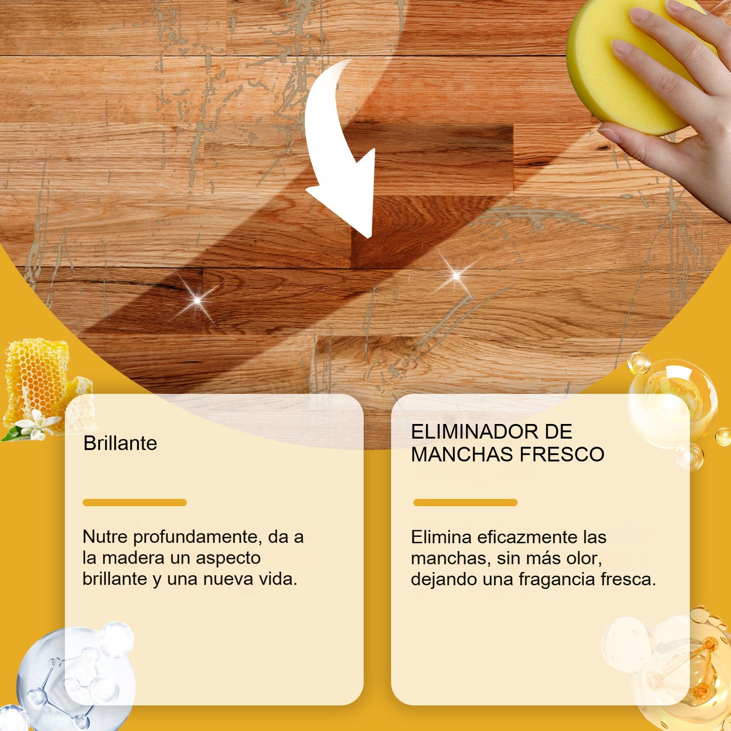Spray de pulido de madera con cera de abejas 120ML (incluye esponja + toalla) para el cuidado de los muebles, la prevención de grietas y la protección del color.