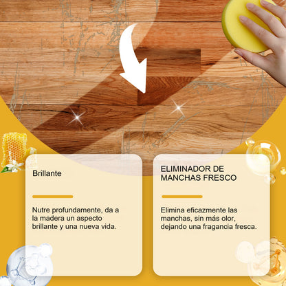 Spray de pulido de madera con cera de abejas 120ML (incluye esponja + toalla) para el cuidado de los muebles, la prevención de grietas y la protección del color.