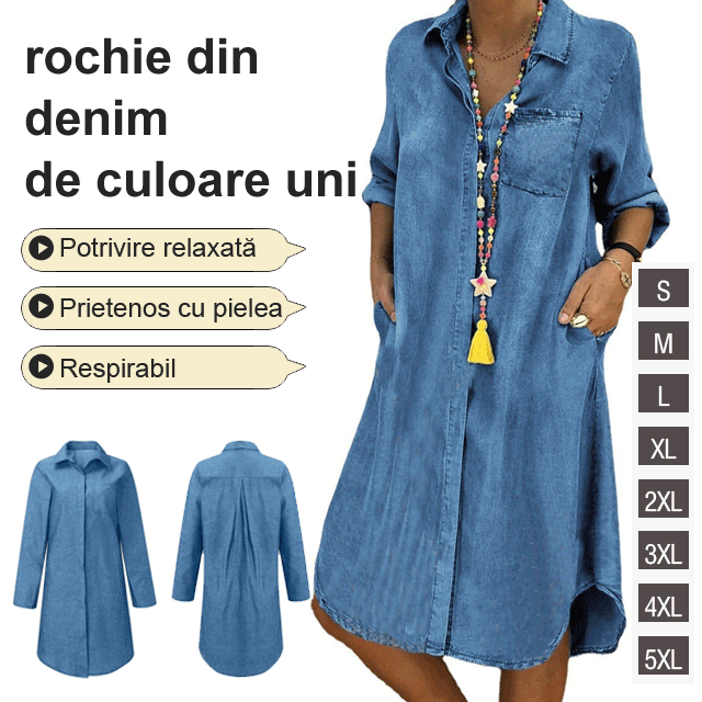 🔥👗 Dámske džínsové šaty nadmernej veľkosti z roku 2025, ležérne jednofarebné šaty 3904307
