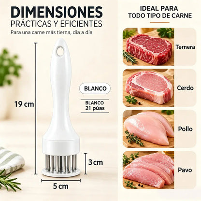 Ablandador de carne de acero inoxidable con 21 agujas para bistec, barbacoa y cocina
