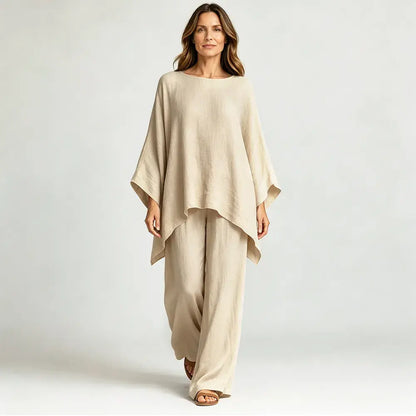 【S-3XL】🌸✨Oferta por tiempo limitado - Conjunto de mujer de camisa holgada básica y pantalón de lino