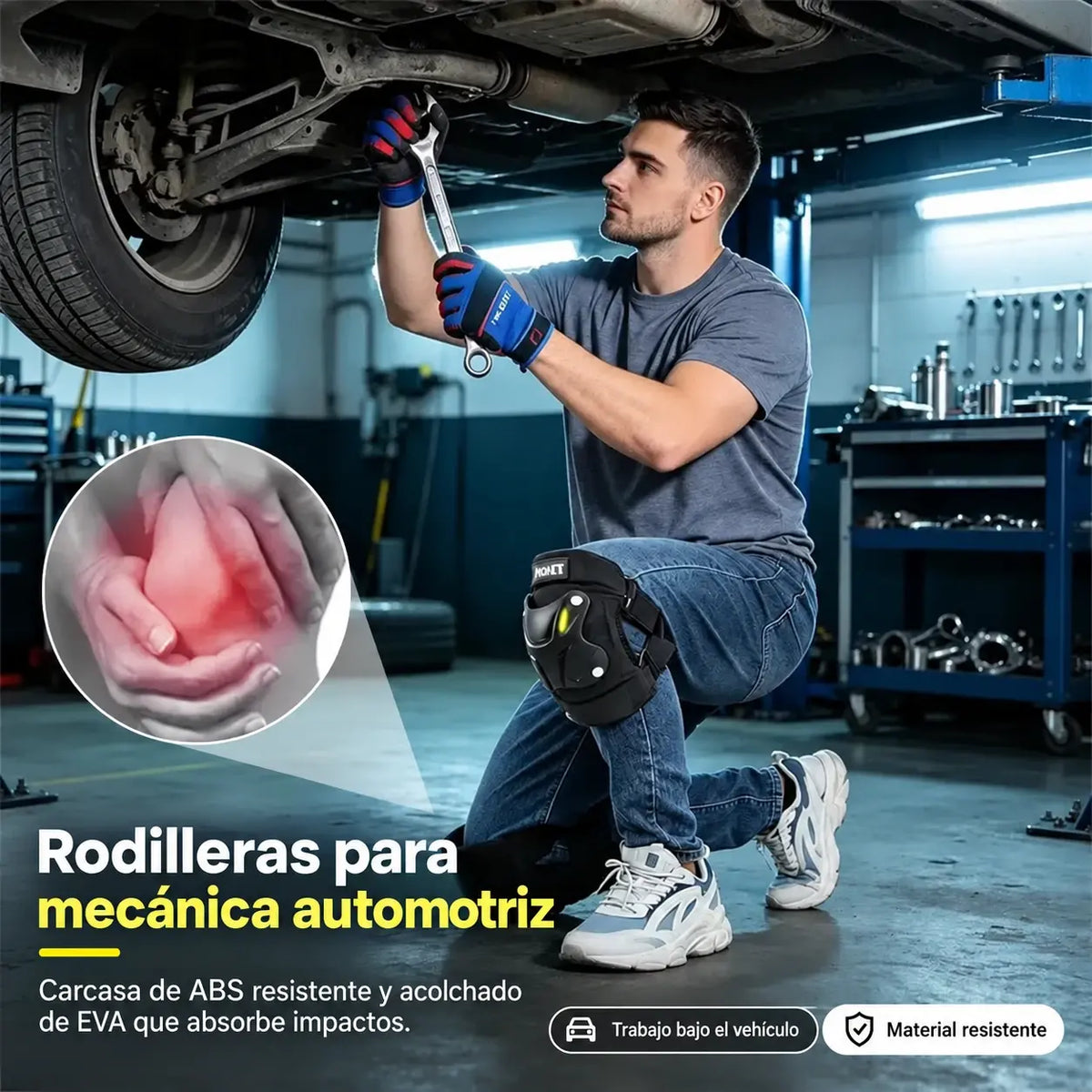 Rodilleras protectoras fluorescentes aptas para todas las estaciones, 🚴‍♂️🛠️ ideales para ciclismo y trabajos de mantenimiento.