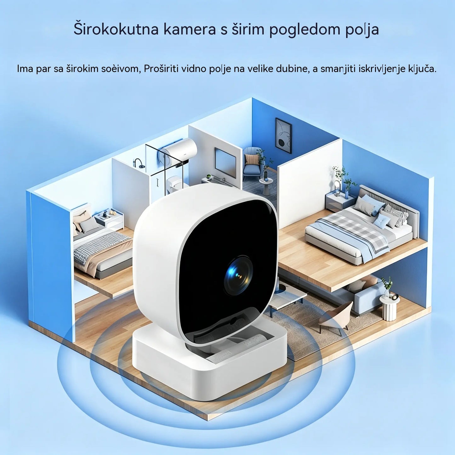 Kamera visoke rezolucije s pametnim sustavom za nadzor doma putem bežičnog WiFi-ja, infracrvenog noćnog vida, dvosmjernog interfona i kamere visoke rezolucije.