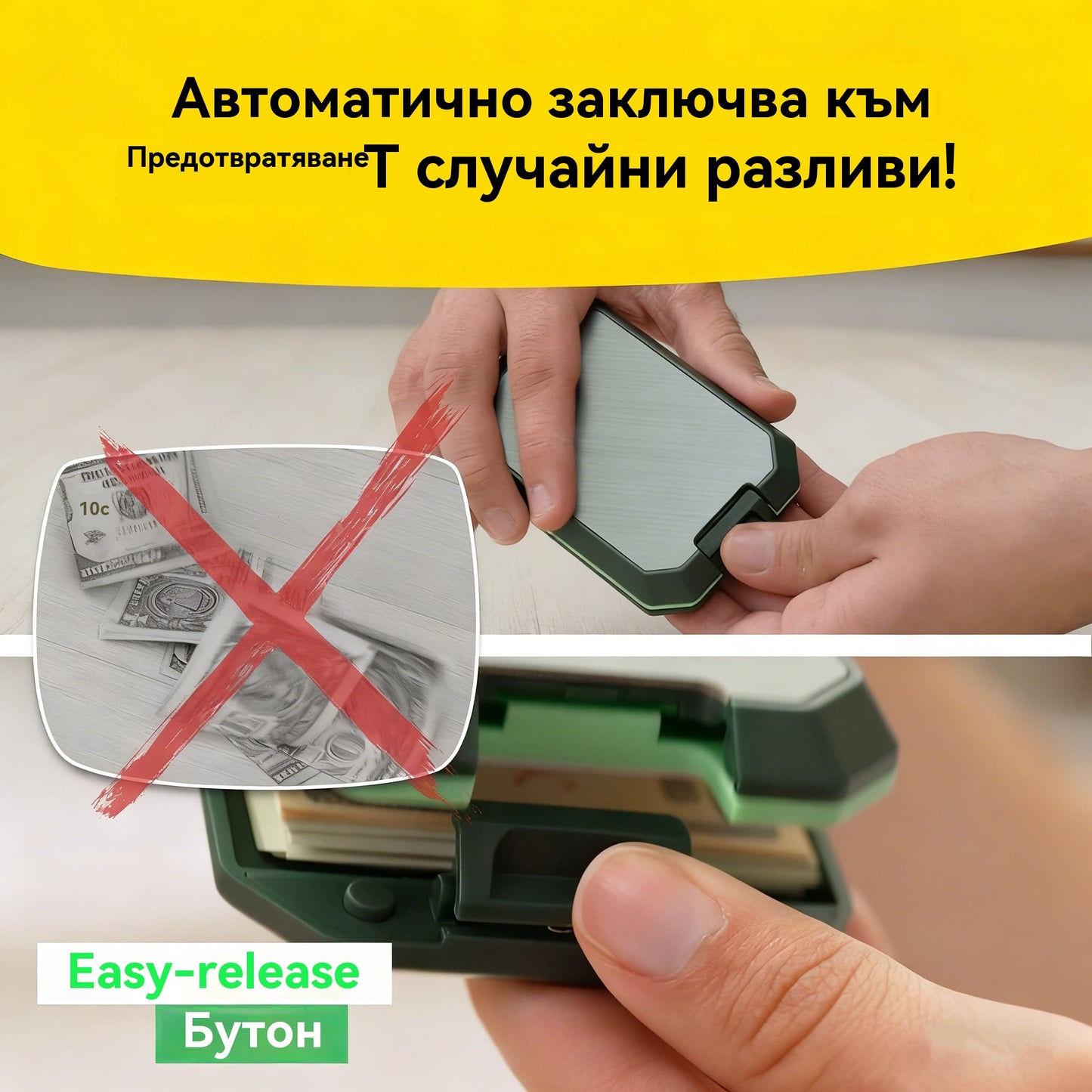 🔥👛Премиум магнитен портфейл/картодържател за мъже ✅ Супер висока издръжливост ✅ Компактен и преносим ✅ Автоматично заключване, защита против кражба