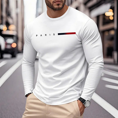 【S-3XL】Camiseta de manga larga con cuello redondo para hombre - estilo urbano informal.
