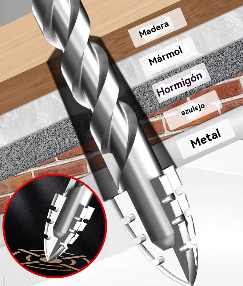 🥇【Juego de 9 piezas】Broca excéntrica de acero de tungsteno superduro de séptima generación con borde dentado