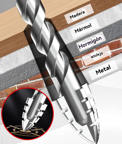 🥇【Juego de 9 piezas】Broca excéntrica de acero de tungsteno superduro de séptima generación con borde dentado