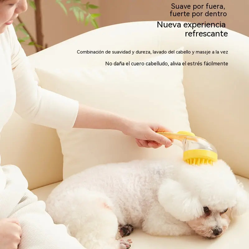 【Compra 1 y llévate 1 gratis：2 piezas】⏰Cepillo de baño para mascotas con mango largo y dispensador de champú