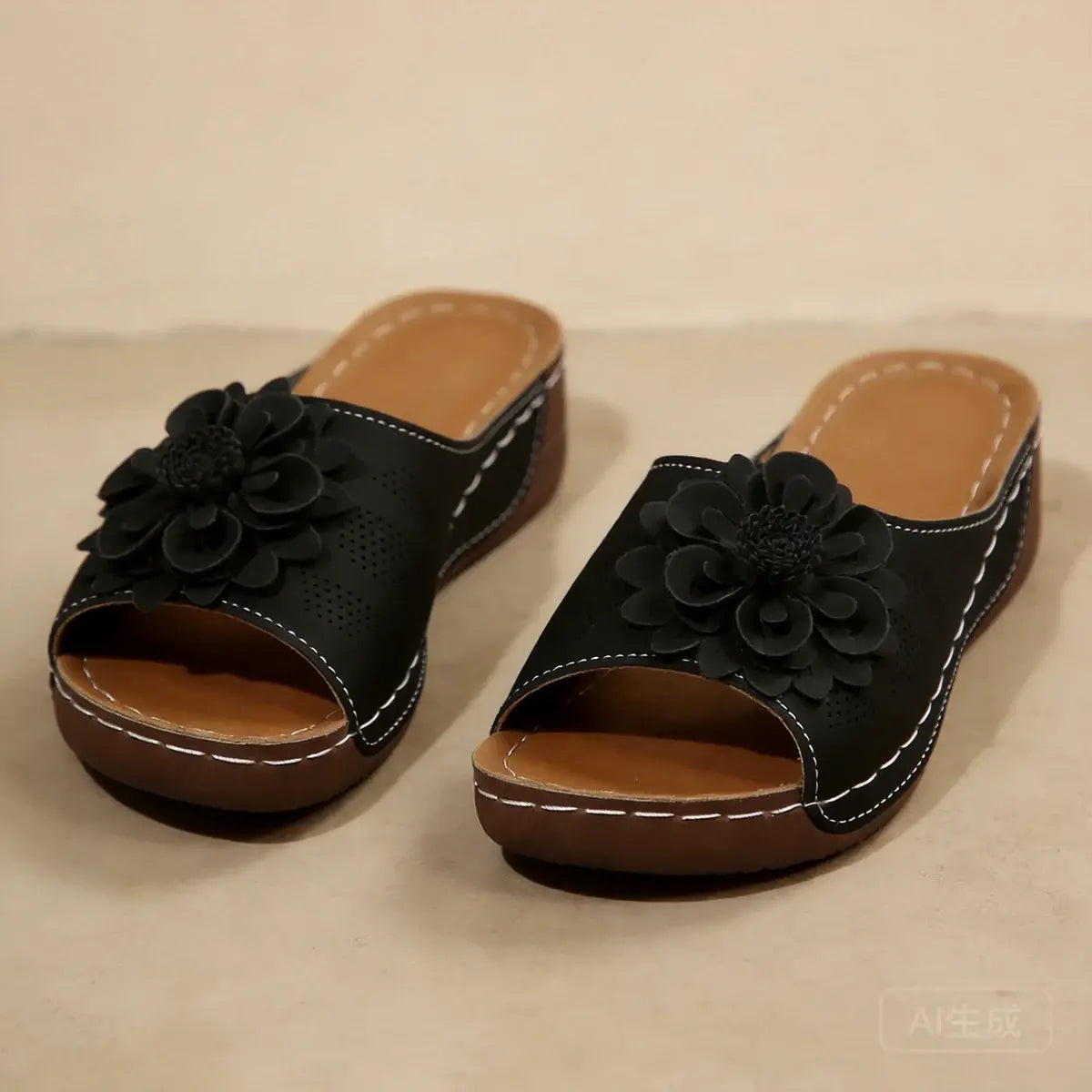 🔥🎀【Tallas 36-43】Zapatillas de plataforma caladas para mujer con flores tridimensionales