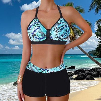 🏖️👙【50% de descuento por tiempo limitado】🌴【S-5XL】Conjunto de traje de baño estampado de vacaciones en la playa 2026