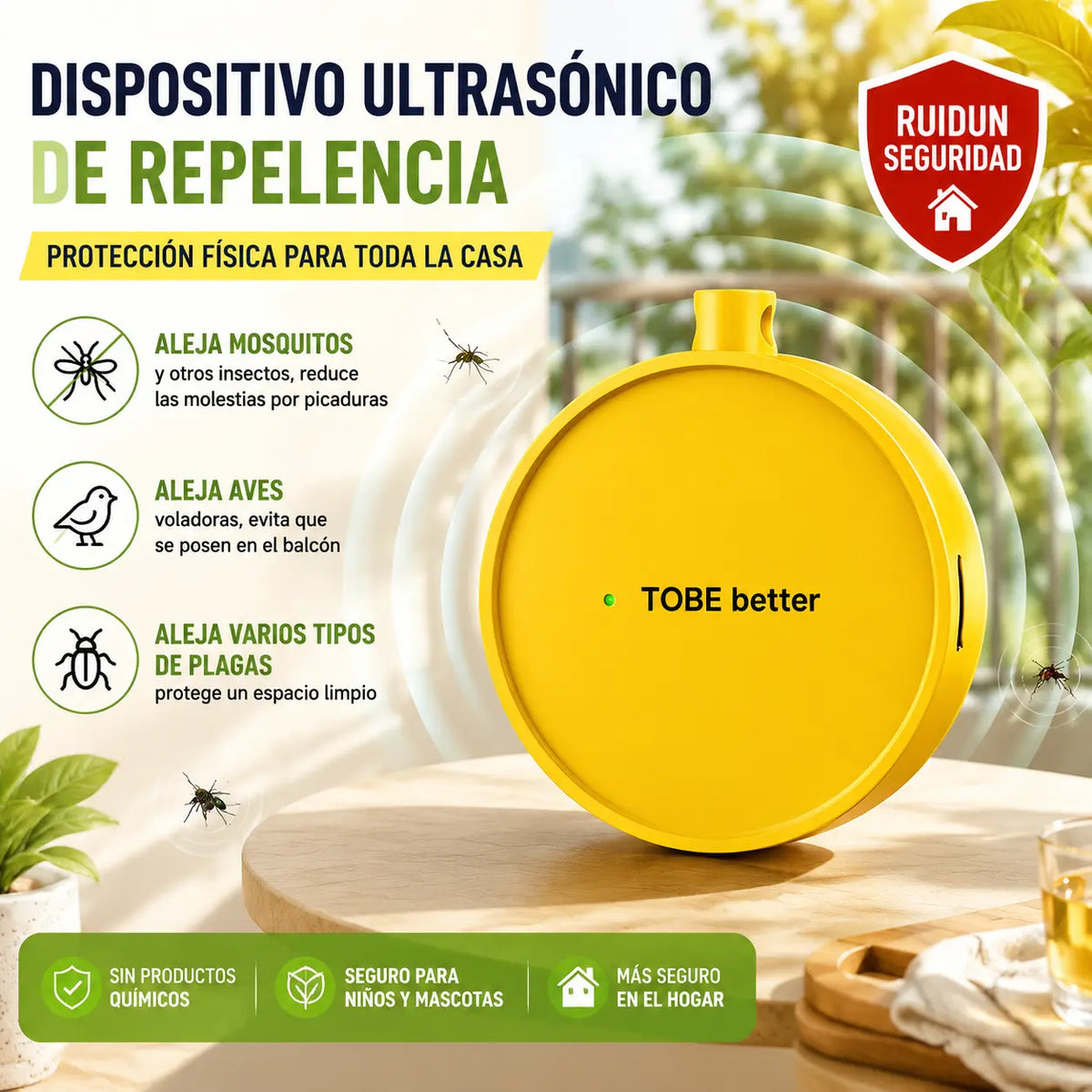 🔥【2 piezas 27 euros】🐦 Repelente de pájaros ultrasónico portátil | Ahuyentador automático para palomas, ideal para balcones, jardines y exteriores