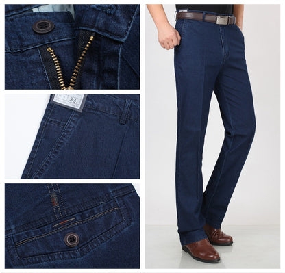 👖👖【Oferta por tiempo limitado】Jeans elásticos de alta calidad para hombre, diseño fino, suelto, de pierna recta, transpirables y cómodos.