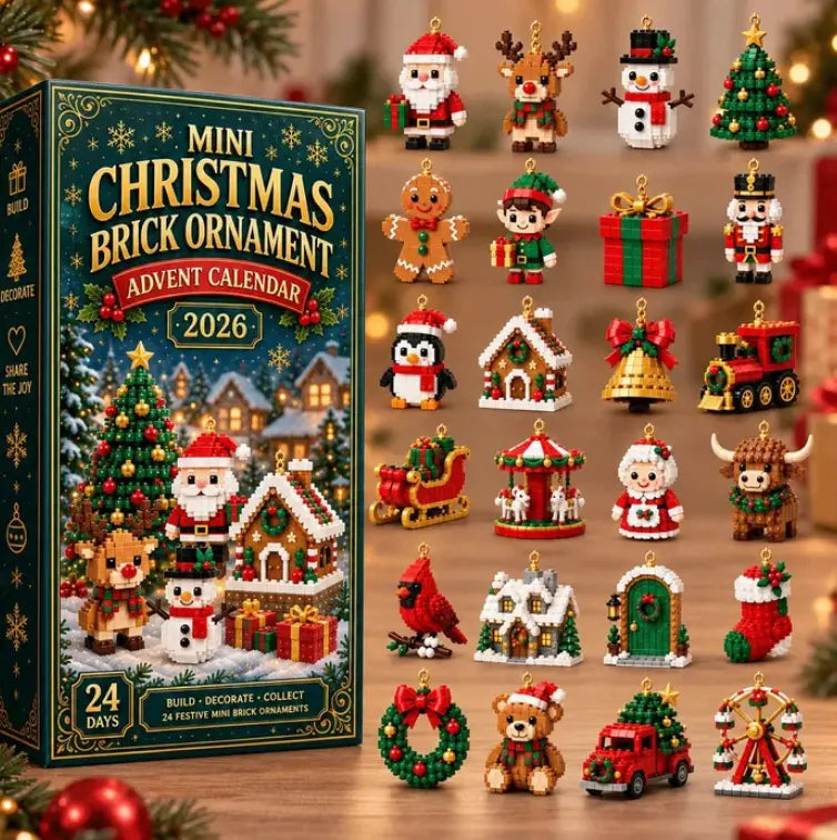 Mini calendario de Adviento de 24 días con adornos navideños para construir con ladrillos