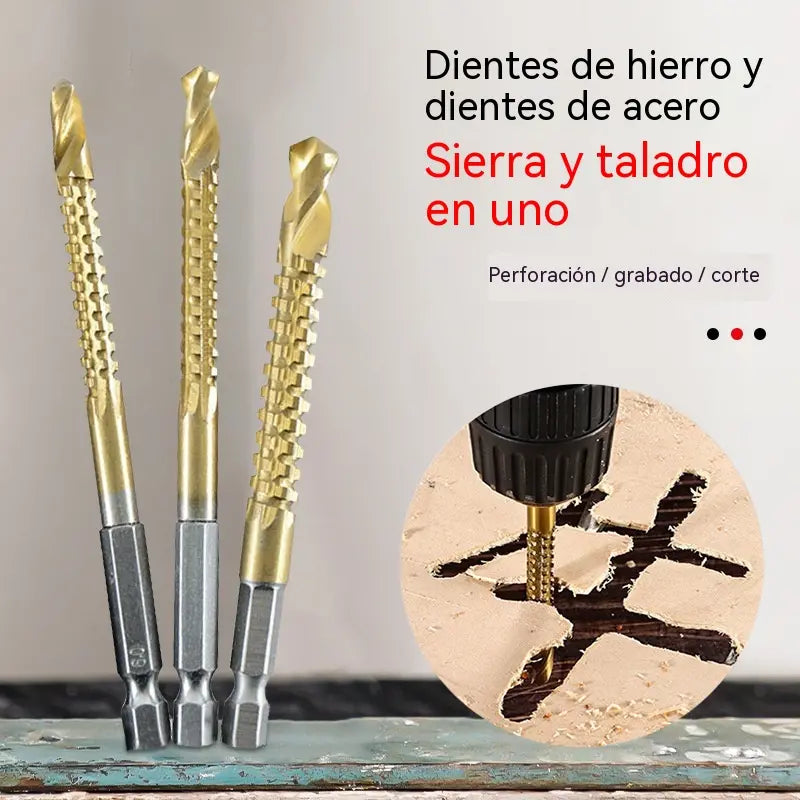 🛠️🔩【1 juego de 6 piezas】Taladro de sierra para madera con vástago hexagonal de acero de alta velocidad