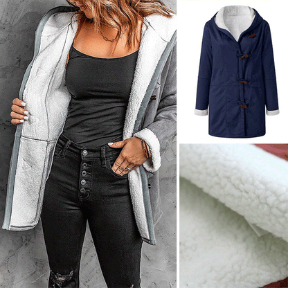 🔥【S-5XL】Dámský zimní kabát s fleecovou podšívkou a kožíškovým límcem