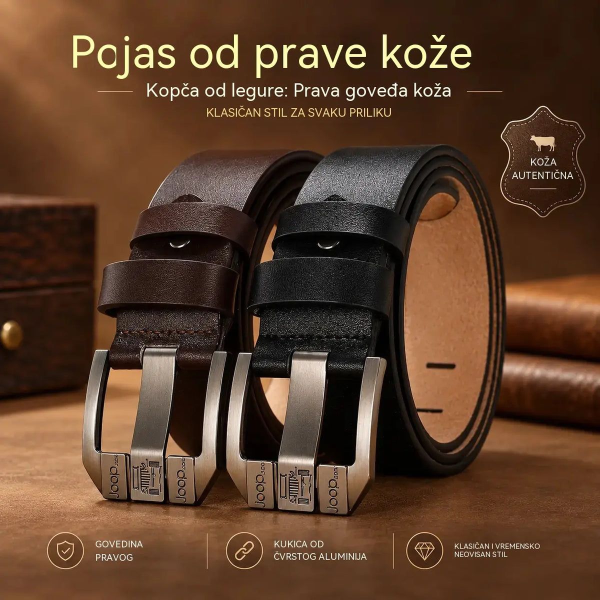 ✨👔Kvalitetan muški vintage remen od jednoslojne goveđe kože – čvrst i izdržljiv👍
