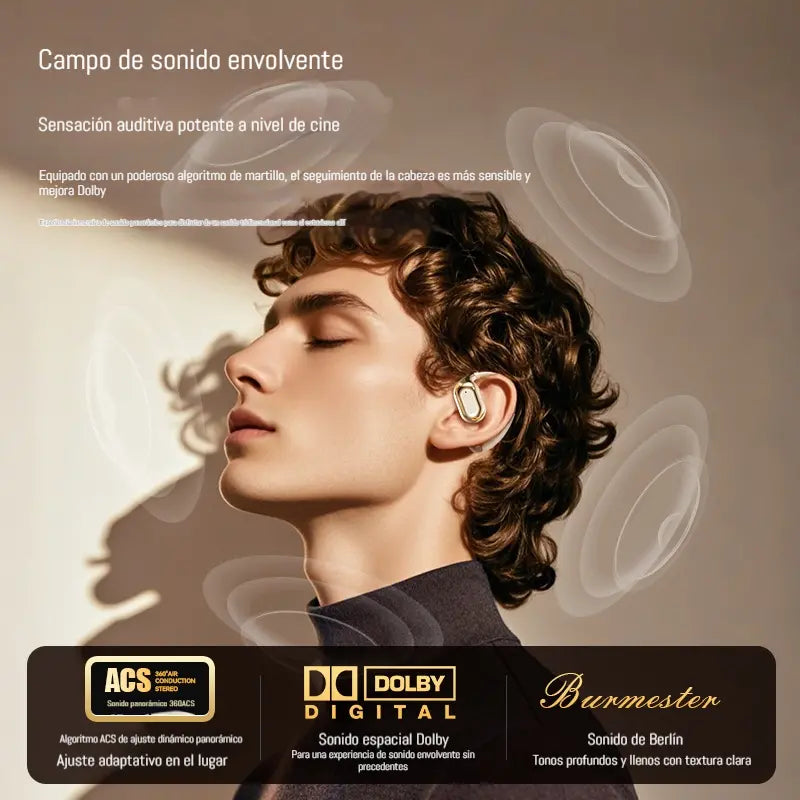 🔋Auriculares inalámbricos Bluetooth sin almohadilla integrada, con gancho para la oreja y conducción ósea🎙️🎧
