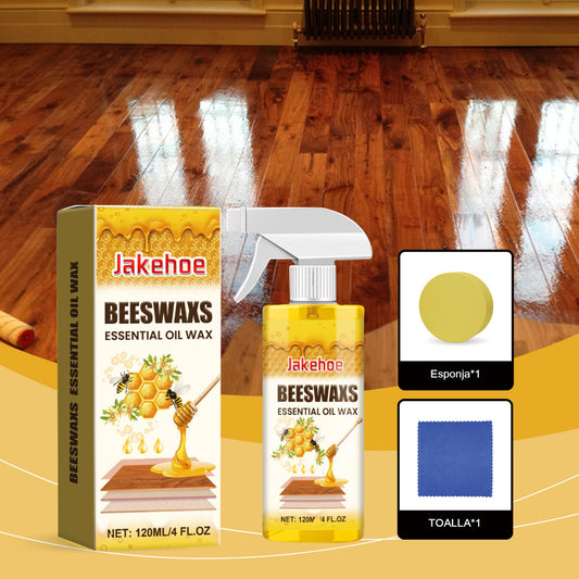 Spray de pulido de madera con cera de abejas 120ML (incluye esponja + toalla) para el cuidado de los muebles, la prevención de grietas y la protección del color.