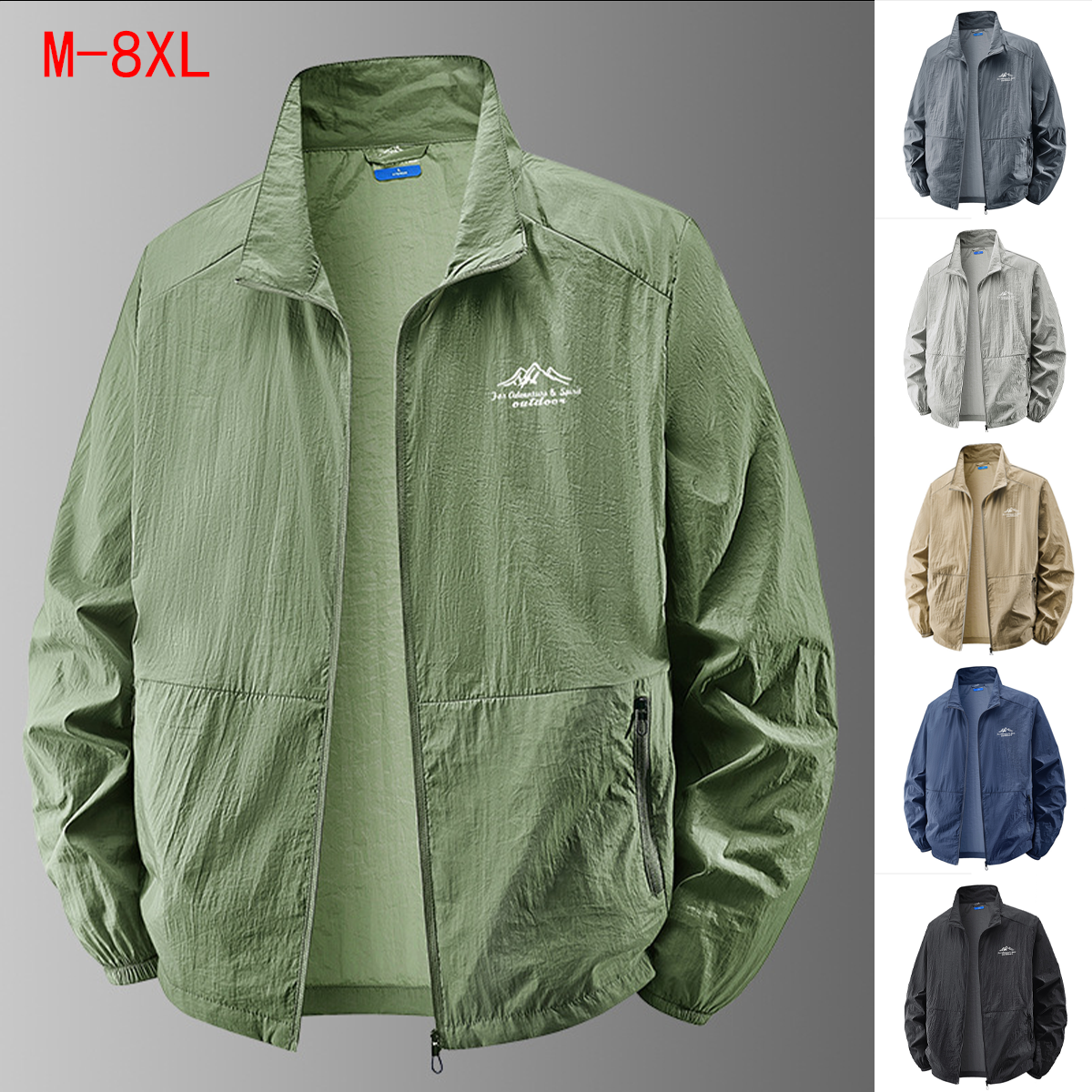 🔥【M-8XL】☀️Chaqueta ligera hombre, cuello alto, anti-viento y UV, ideal para viajes.Nuevos productos -49%