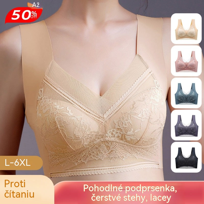 🔥【Kúpte 2 a získajte 2 zadarmo】Výpredaj👙【40-110 KG】Pohodlná bezšvová čipkovaná podprsenka