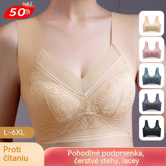 🔥【Kúpte 2 a získajte 2 zadarmo】Výpredaj👙【40-110 KG】Pohodlná bezšvová čipkovaná podprsenka