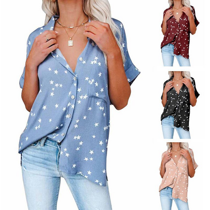 Camisa Elegante de Verano con Estrellas para Mujer - Estilo Casual y Fresco 2026