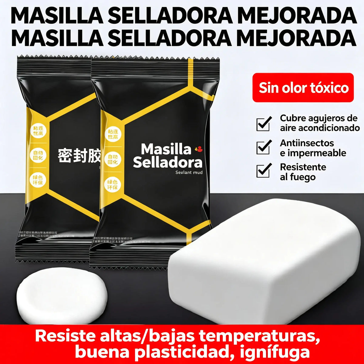 🔧 Masilla Selladora Impermeable Blanca – Repara Agujeros de Aire Acondicionado, Paredes y Tuberías 💧🏠