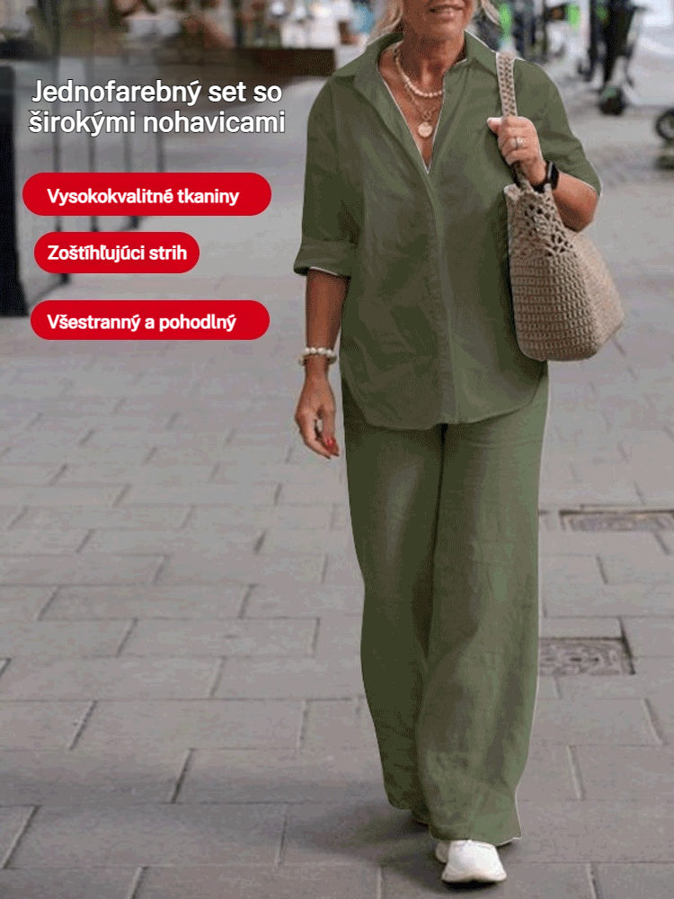 【S-5XL】Vysokokvalitný ležérny voľný komplet z bavlny a ľanu pre ženy