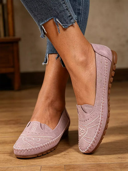 【36-43】Bailarinas casuales perforadas de estilo retro | Suela suave, comodidad para el día a día | Sin cordones, tallas grandes