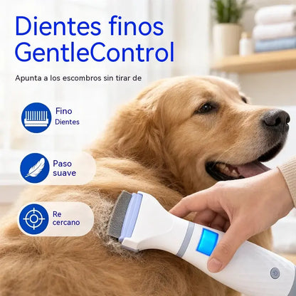 Peine Eléctrico Aspirador Contra Pulgas y Piojos para Mascotas | Sin Químicos, Extracción Inmediata de Parásitos, Aseo Seguro para Pelajes Sensibles 🐶🐱