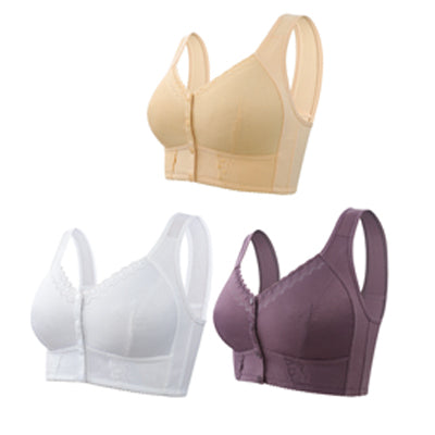 (3 piezas)💕🎁【45kg-155kg】Sujetador extragrande de algodón suave y transpirable con botones delanteros