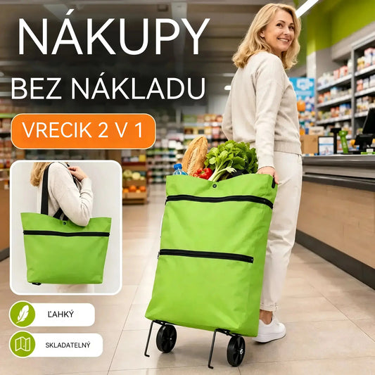 1 kus za 25 eur [Najpredávanejší produkt] 🛒♻️ Skladacia nákupná taška / batoh 2 v 1, ľahká nákupná taška / vozík