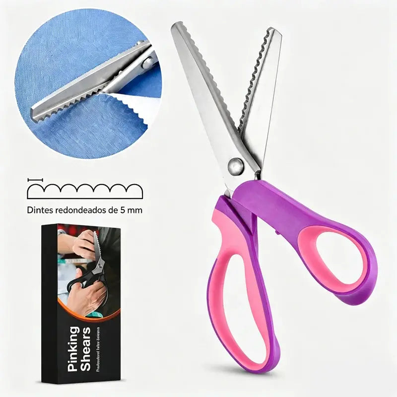 👗✂️ Tijeras de sastre con borde decorativo – Profesionales en corte zigzag y ondulado | Perfectas para telas, patchwork y proyectos DIY