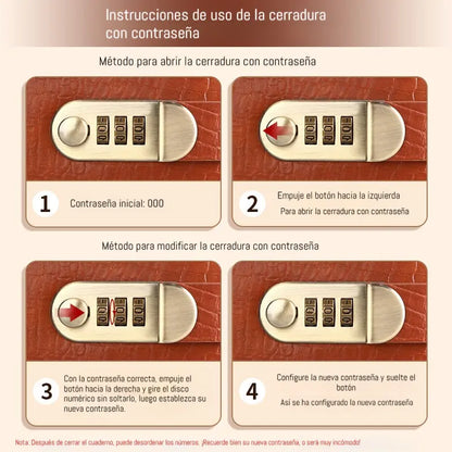 📓-35%💰🔐Se utiliza una libreta protegida con contraseña para guardar cheques, dinero en efectivo, tarjetas bancarias y diversos comprobantes.