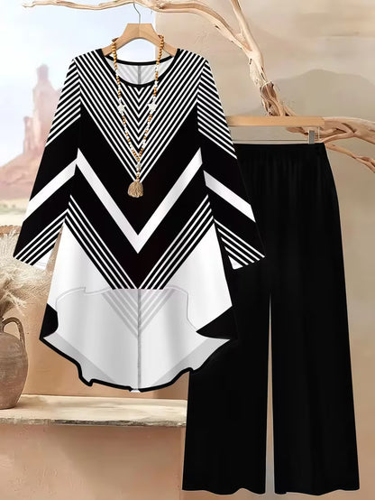 ⏳ Oferta por tiempo limitado ⏰【50-120 kg】👚 Conjunto informal de mujer con estampado de lunares, corte holgado.