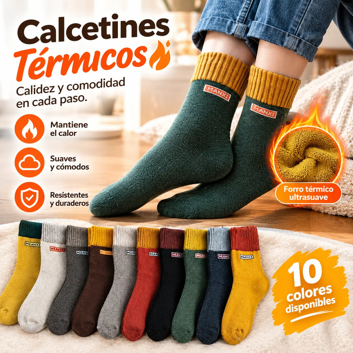 🧦【Tamaño：36-45】Calcetines de invierno de tubo medio de algodón puro más desodorante de algodón engrosado con terciopelo completo.