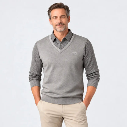 【M-4XL】Camisa de punto de dos piezas para hombre, versátil, para otoño e invierno