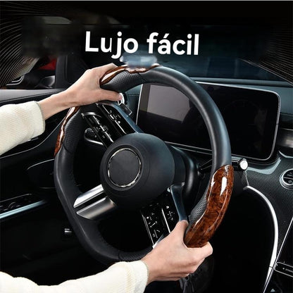 🚗【1 Juego de 3 Piezas】👍👍Funda de Volante de Coche de Madera Antideslizante