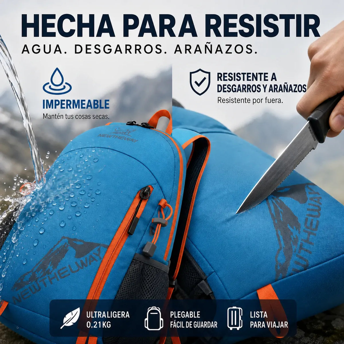 🌄 Mochila de camping plegable e impermeable