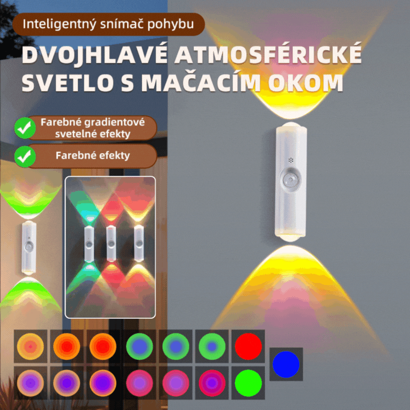 💥【Kupite 1, dobite 1 gratis】Dvojna polnilna stenska svetilka mačjega očesa za vhod s pametno nočno lučko, ki zaznava človeško telo